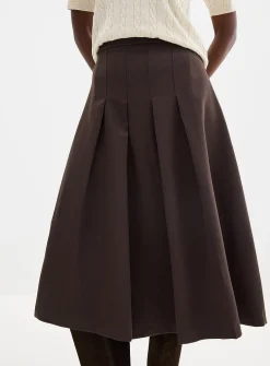 Flat pleats midi skirt