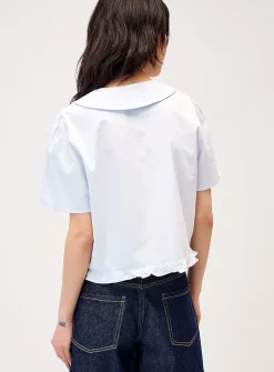 Floral embroidery boxy-fit shirt