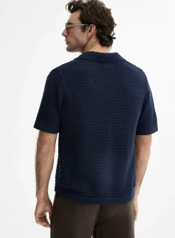 Floral embroidery Johnny collar polo