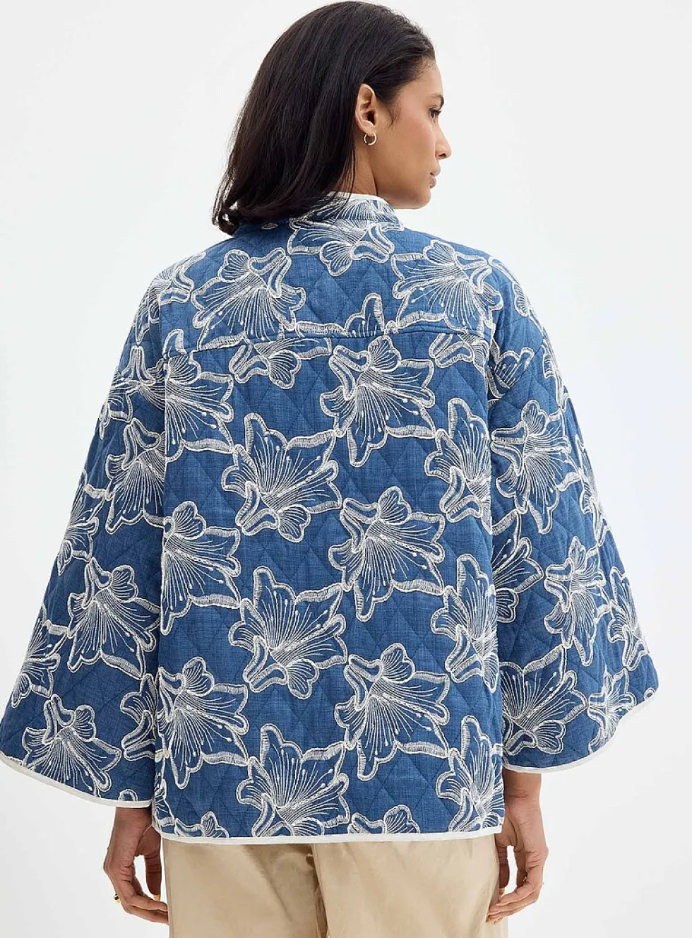 Floral embroidery quilted jacket