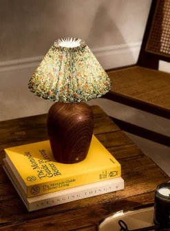 Floral lampshade rechargeable touch table lamp