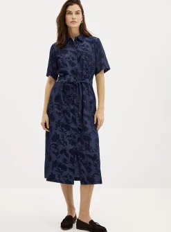 Floral shadows denim-like shirtdress