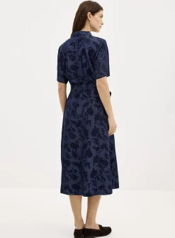 Floral shadows denim-like shirtdress