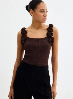 Floral straps knit cami