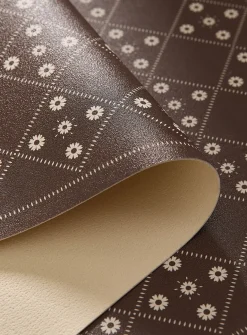 Floral tile pattern hallway vinyl mat