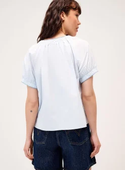 Flower buttons poplin shirt