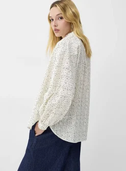 Flowers and broderie anglaise puff-sleeve blouse