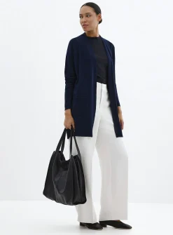 Flowy knit long open cardigan