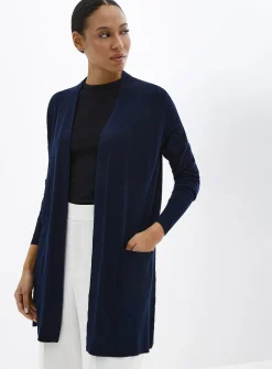 Flowy knit long open cardigan