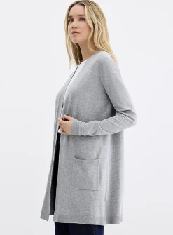 Flowy knit long open cardigan
