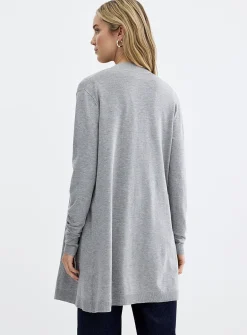 Flowy knit long open cardigan