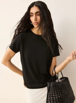 Flowy micromesh boxy-fit T-shirt
