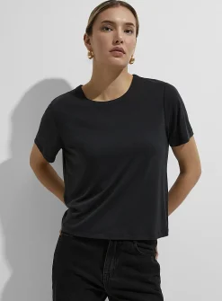 Flowy peachskin boxy-fit T-shirt