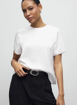 Flowy satin boxy-fit blouse