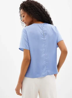 Flowy satin boxy-fit blouse