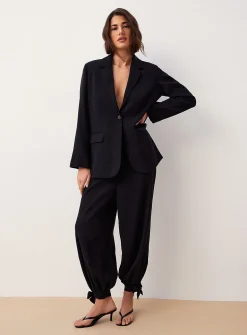 Fluid tie-ankle wide-leg pant