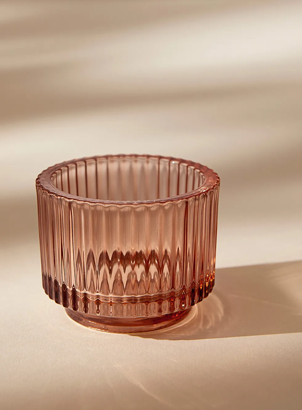 Fluted glass candle holder