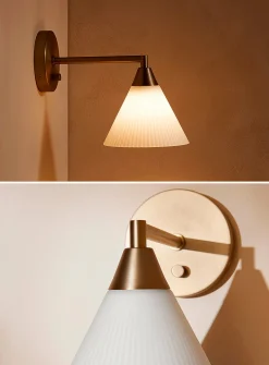 Fluted glass conical sconce