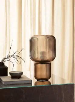 Fluted glass table lamp