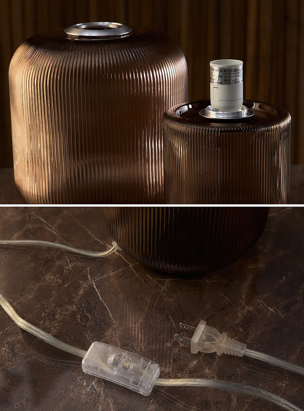 Fluted glass table lamp