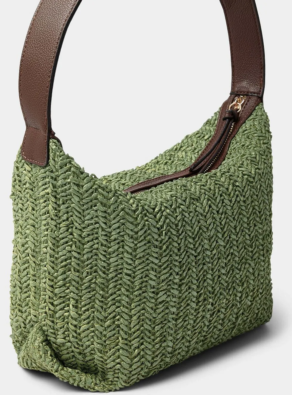 Folded corner braided straw hobo bag