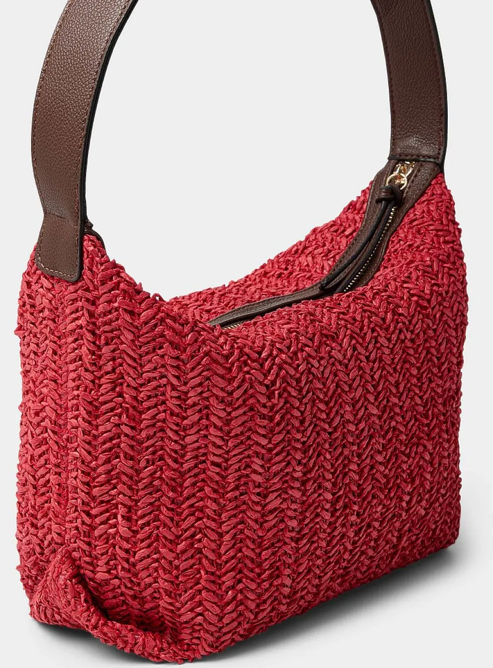 Folded corner braided straw hobo bag