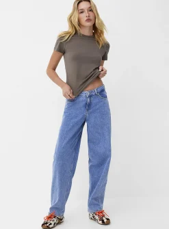 Fuji light denim barrel-leg jean