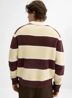 Fuzzy-knit rugby polo