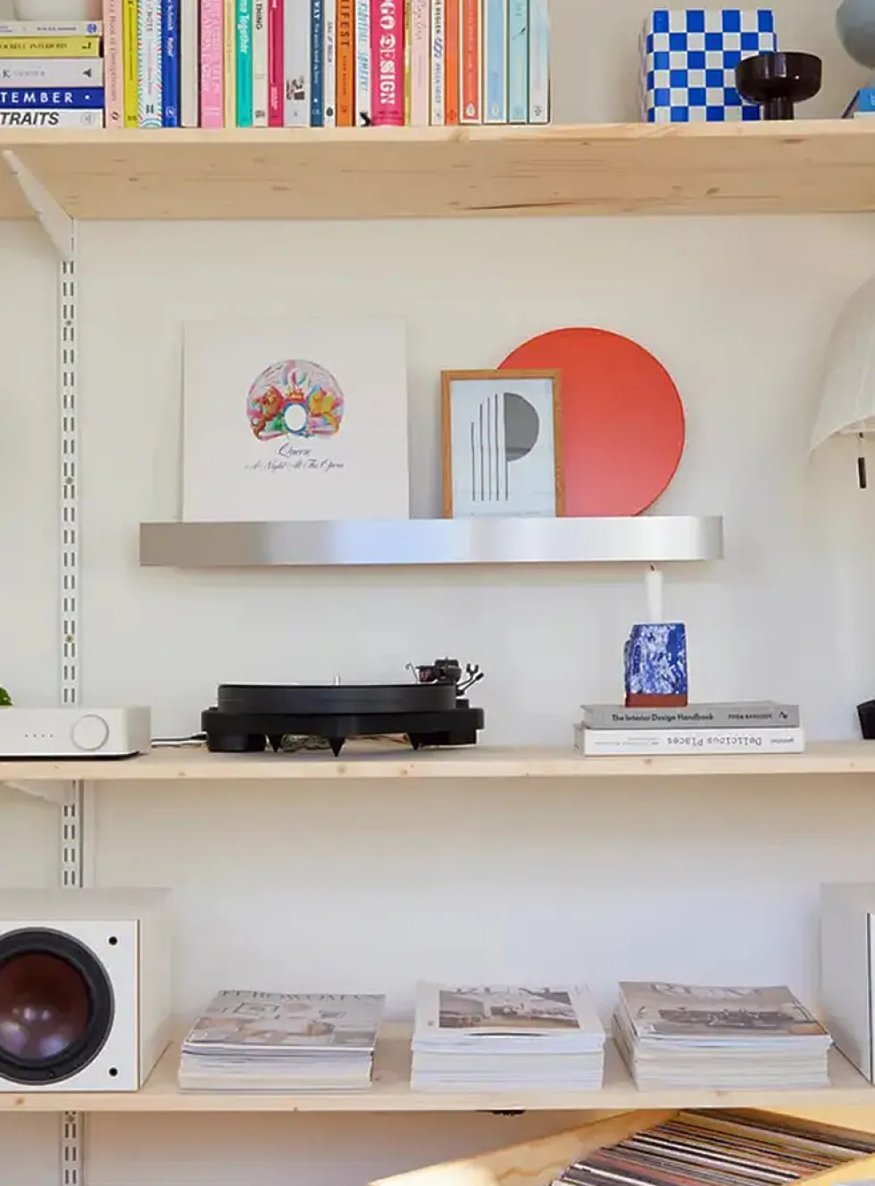 Gallery oak and steel floating shelf