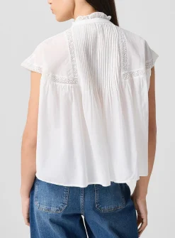 Ganu button-loop fastening embroidered cotton blouse