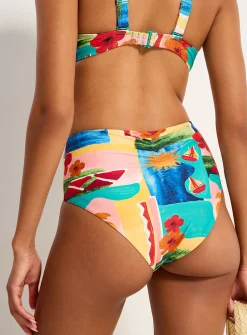 Gathered back high-rise bikini bottom