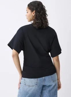 Gathered waist T-shirt