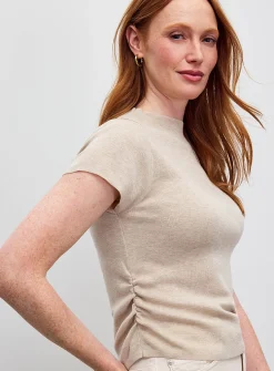 Gathered waist ultra-soft ribbed sweater