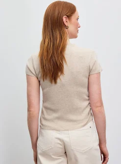 Gathered waist ultra-soft ribbed sweater