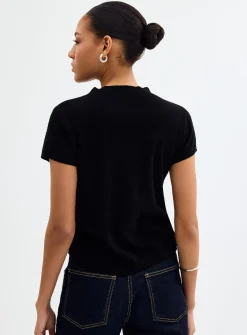 Gathered waist ultra-soft ribbed sweater