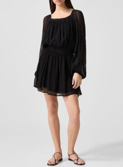Genova sheer puff sleeves dress