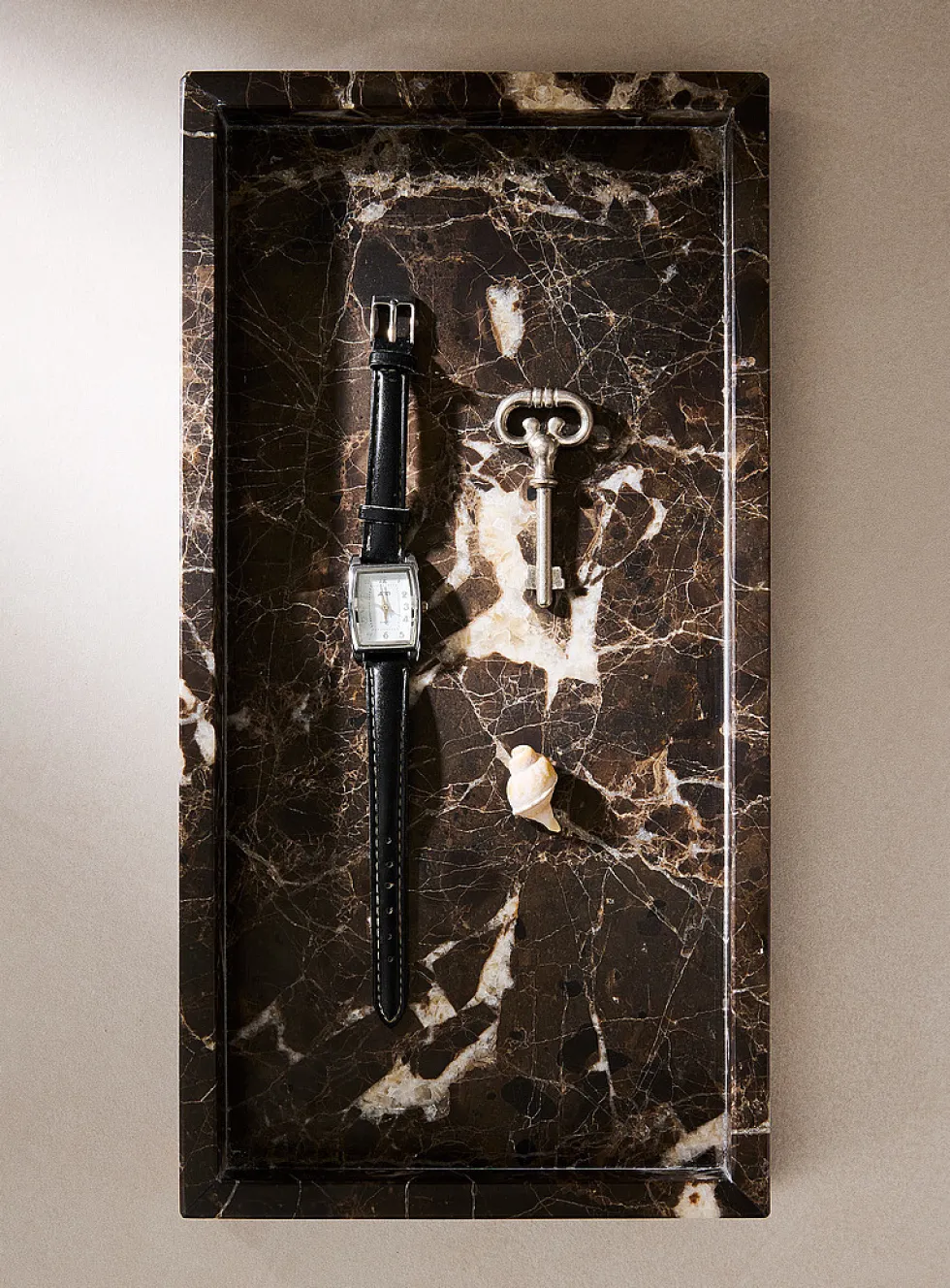Genuine marble rectangular tray