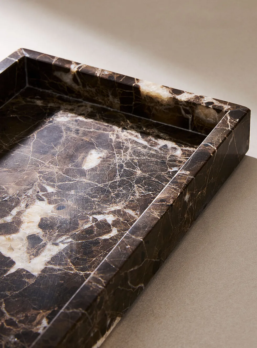 Genuine marble rectangular tray