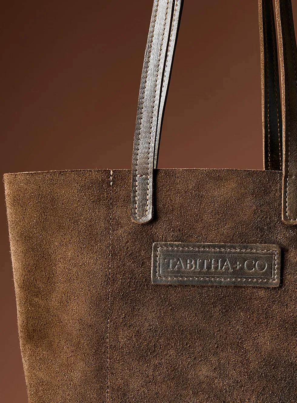 Genuine nubuck leather reversible tote