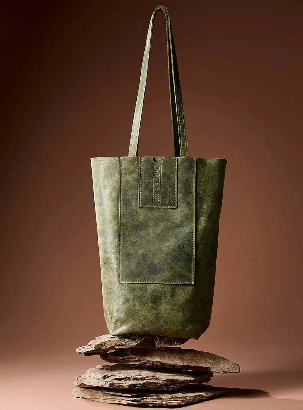 Genuine nubuck leather reversible tote