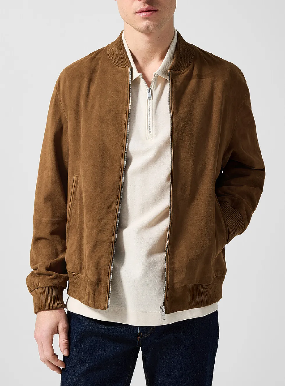 Genuine suede bomber jacket