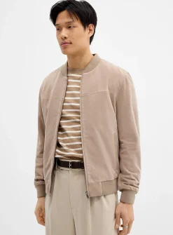 Genuine suede minimalist bomber jacket