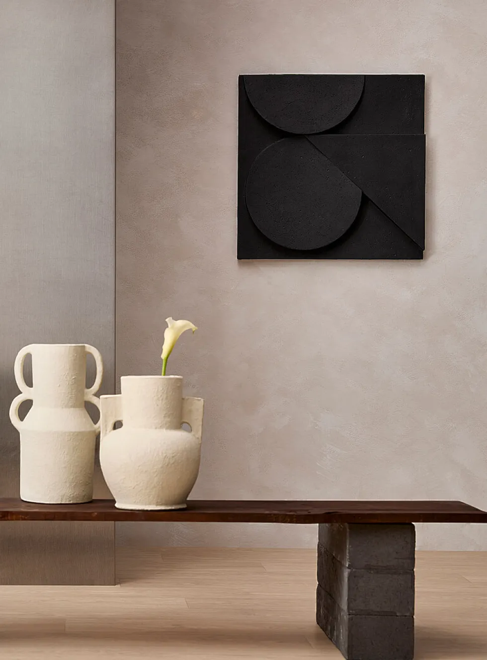 Geometric shapes volcanic rock wall art