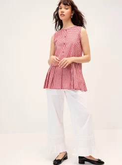 Gingham pattern button-up tunic