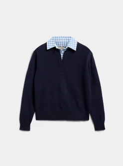 Gingham pattern fooler sweater