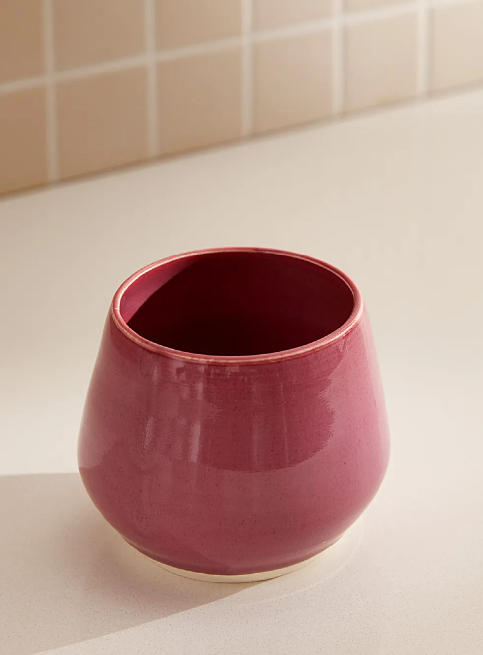 Glazed ceramic wine glass