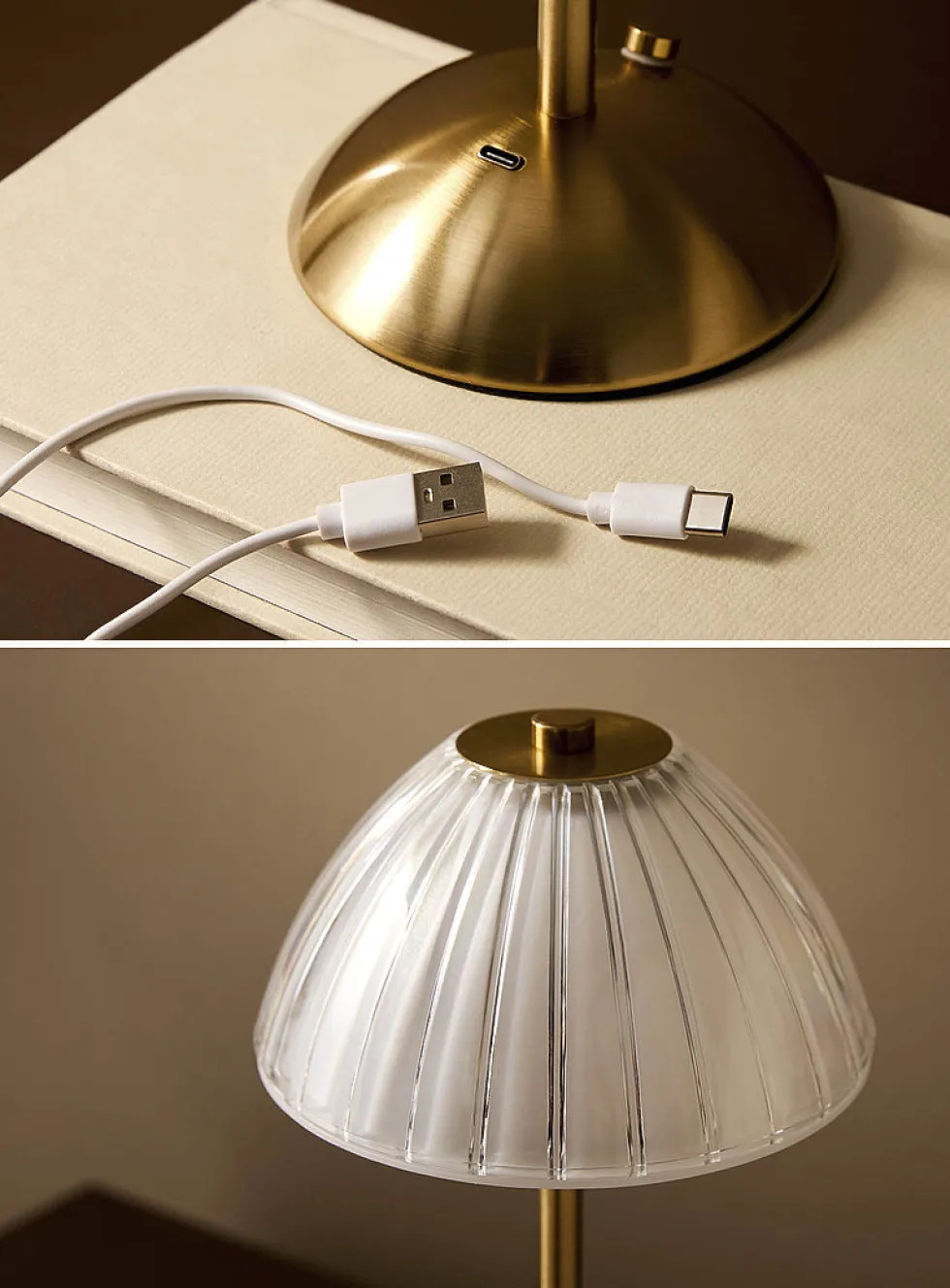 Gold base rechargeable touch table lamp