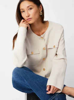 Golden buttons pocket cardigan