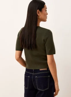 Golden buttons short-sleeve cropped cardigan