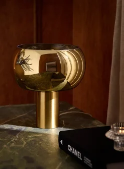 Golden cylinder table lamp